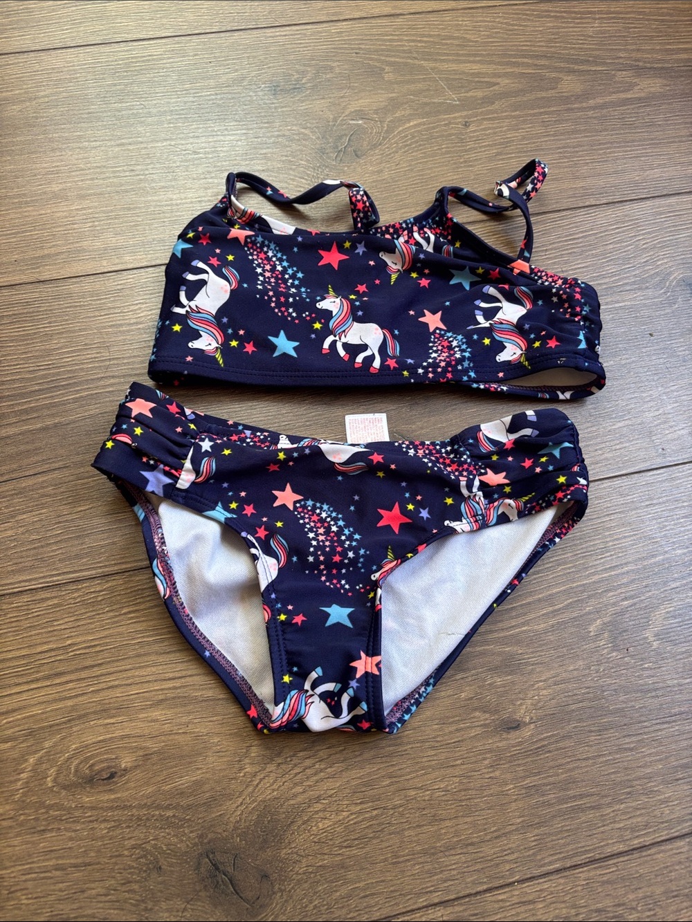 Cat & Jack Navy Unicorn Star Girls Two-Piece Swimsuit